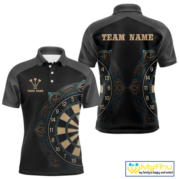 Custom Celtic Dartboard Dart Team Men Polo Shirts, Tribal Dart Shirt NYN0424