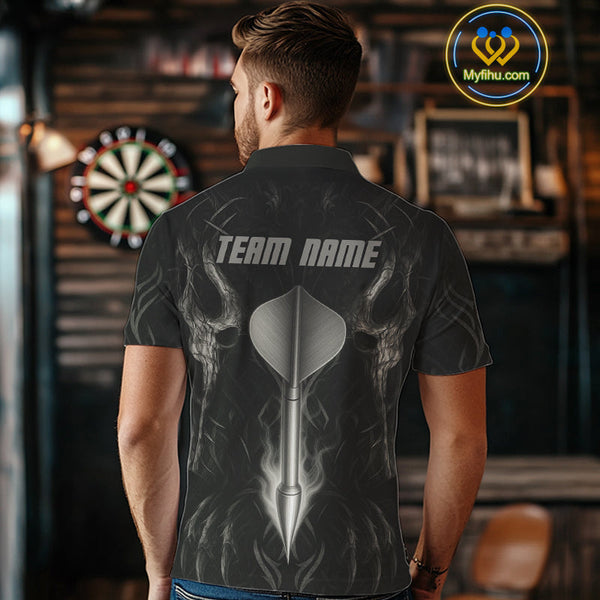Custom Black And Gray Tribal Dart Jerseys, Dart Men Polo Shirt NYN0434