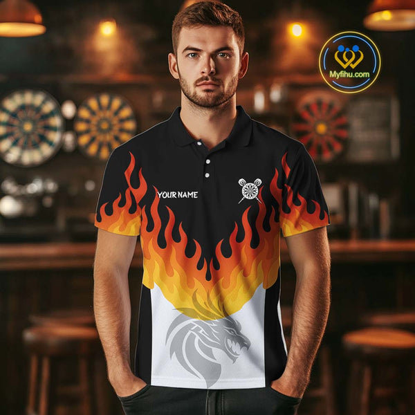 Custom Flame Darts Jerseys, Dragon Dart Team Polo Shirts For Men NYN0090