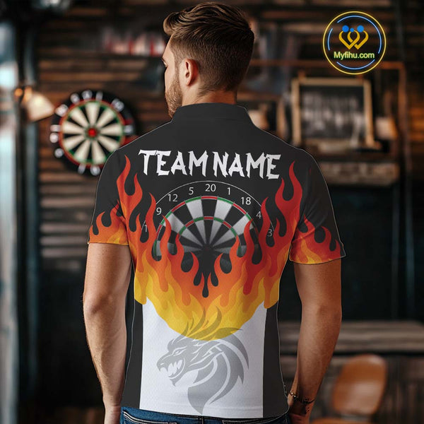 Custom Flame Darts Jerseys, Dragon Dart Team Polo Shirts For Men NYN0090