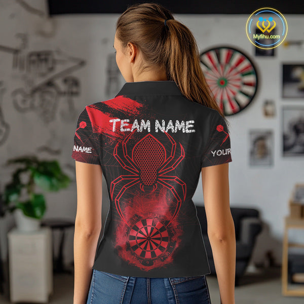 Custom Red Smoke Flame Spider Dart Team Women Polo Shirt, Halloween Dart Outfit NYN0469