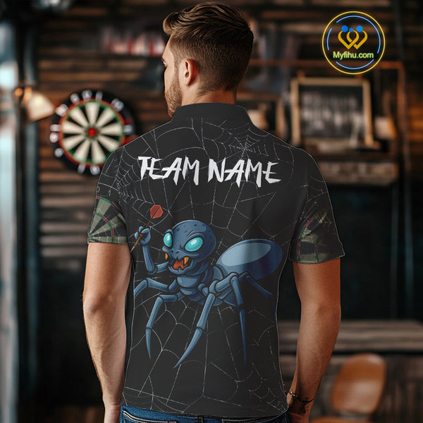 Custom Funny Spider Play Dart Team Men Polo Shirts, Halloween Dart Jerseys NYN0245