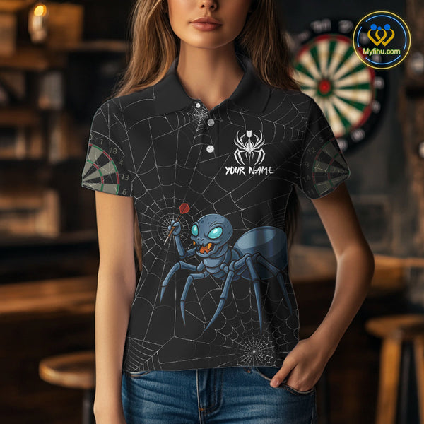 Custom Funny Spider Play Dart Team Women Polo Shirts, Halloween Dart Jerseys NYN0245
