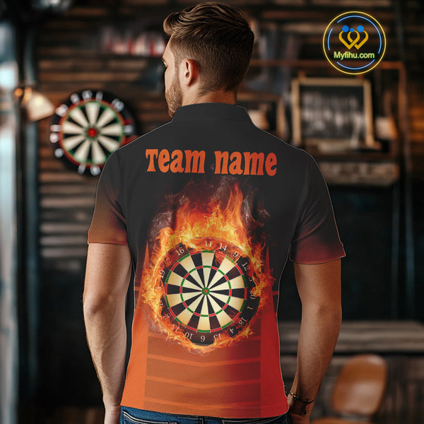Custom Fire Flame Dartboard Phoenix Dart Team Men Polo Shirts, Dart League Shirt NYN0261