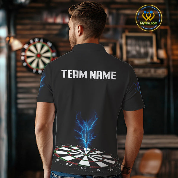 Custom Blue Thunder Lightning Darts Team Polo Shirts For Men, Dart Jersey NYN0301