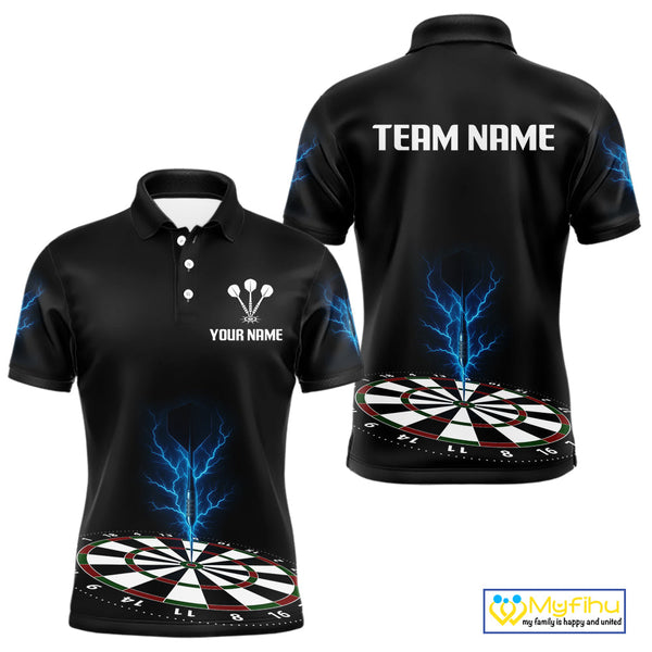 Custom Blue Thunder Lightning Darts Team Polo Shirts For Men, Dart Jersey NYN0301