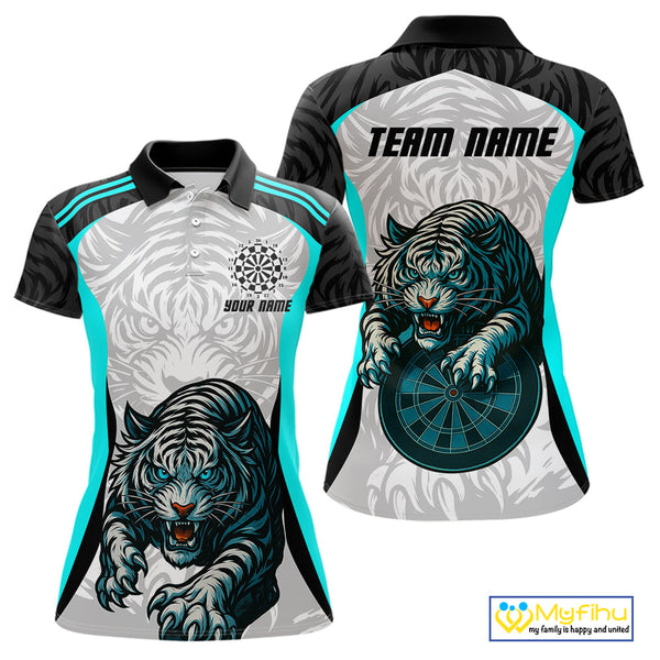 Custom  Blue Tiger Dart Team Women Polo Shirts, Tiger Dart League Shirt NYN0307