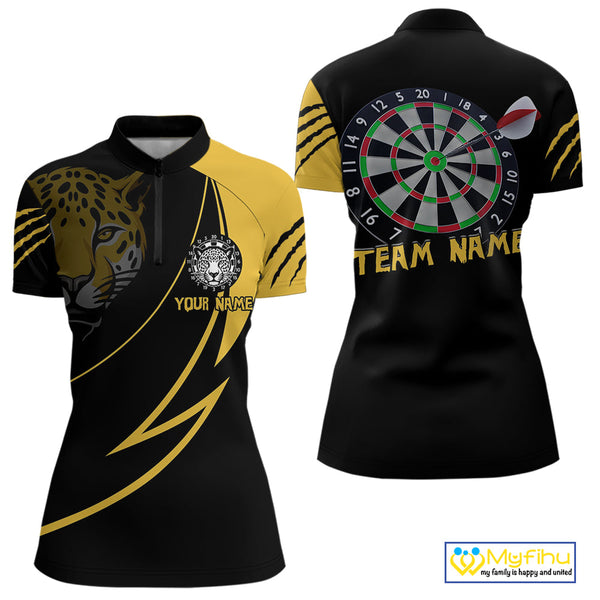 Custom Black And Yellow Panther Dart Team Women Quarter-Zip Shirts, Panther Dart Jerseys NYN0323