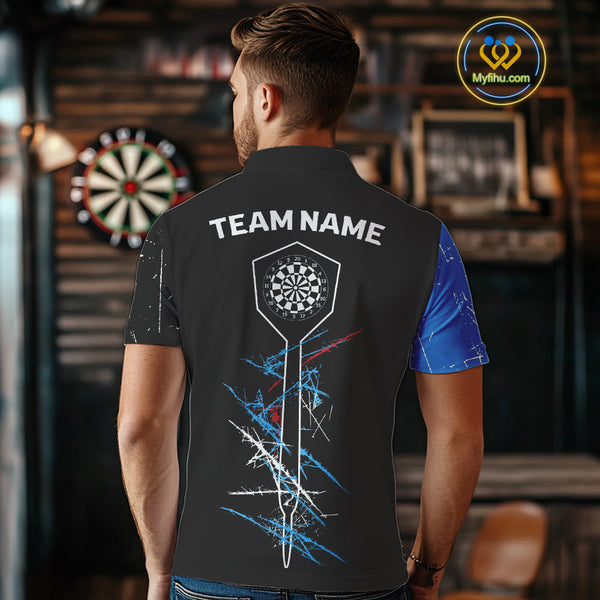 Custom Grunge Dart Arrow Dartboard Vintage Dart Team Polo Shirts For Men, Dart League Shirt NYN0215