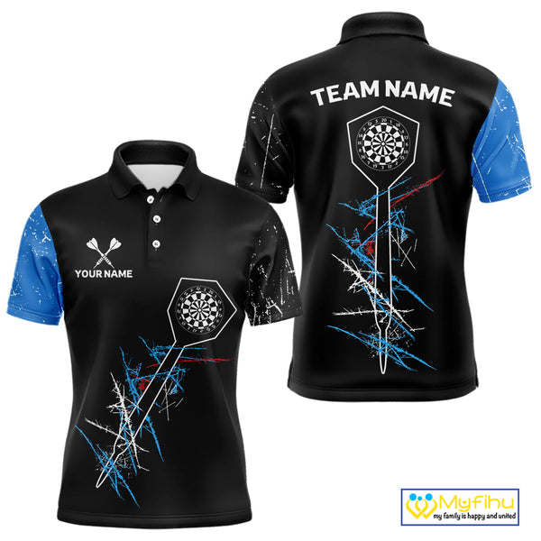 Custom Grunge Dart Arrow Dartboard Vintage Dart Team Polo Shirts For Men, Dart League Shirt NYN0215