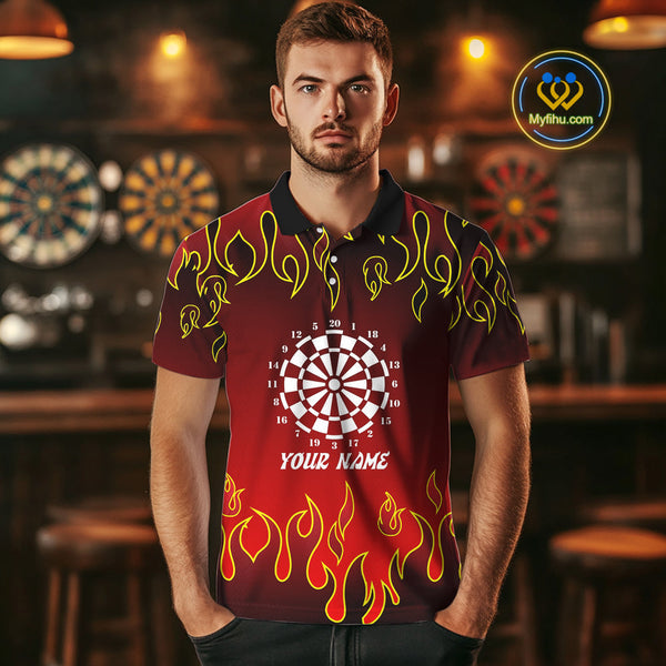 Custom Flame Dart Team Polo Shirts For Men, Dart Team Tournament Polo Shirts NYN0228
