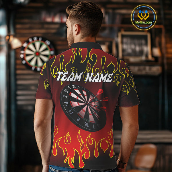 Custom Flame Dart Team Polo Shirts For Men, Dart Team Tournament Polo Shirts NYN0228
