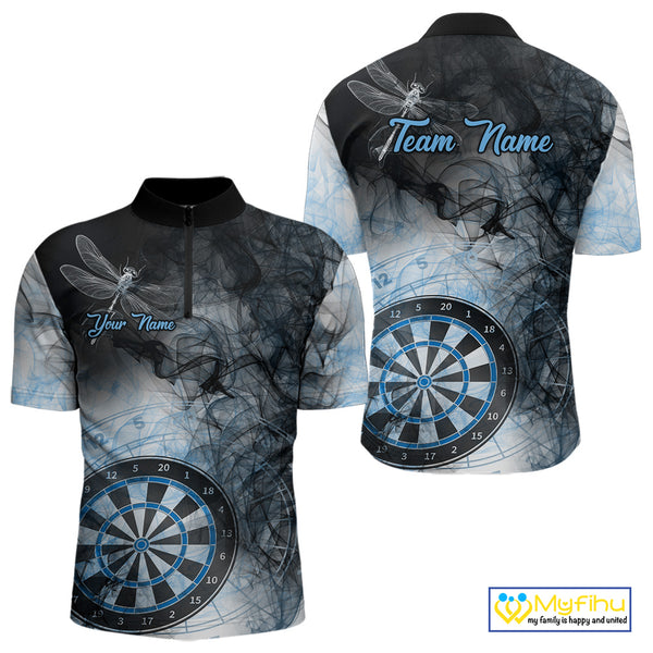 Black And Blue Smoke Dart Shirts For Men Custom Dart Jersey Pocket Option TDM3838