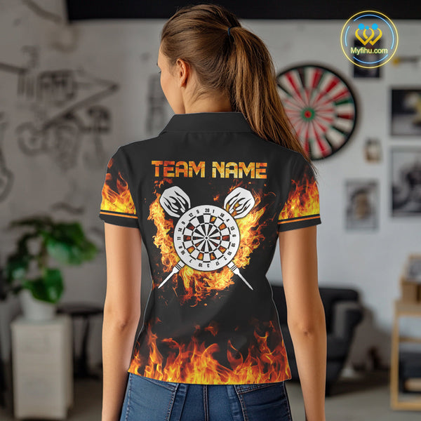 Custom Fire Flame Scorpion Dart Team Women Polo Shirt, Dart League Shirt NYN0075