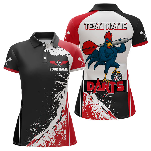 Custom Red Dart Jerseys, Funny Chicken Dart Polo Shirt For Women, Team Uniform NYN0477