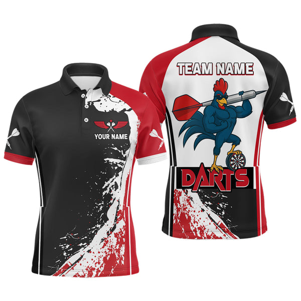 Custom Red Dart Jerseys, Funny Chicken Dart Polo Shirt For Men, Team Uniform NYN0477