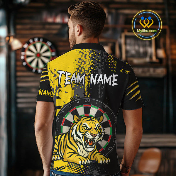 Custom Black And Yellow Tiger Dart Jerseys, Dart Team Tournament Shirt NYN0258