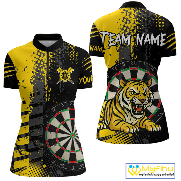 Custom Black And Yellow Tiger Dart Jerseys, Dart Team Tournament Shirt NYN0258
