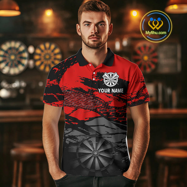 Custom Black And Red Dart Jerseys, Dart Polo Shirts For Men, Team Uniform NYN0280