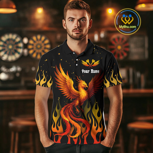 Custom Flame Phoenix Dart Jerseys, Dart Team Men Polo Shirts Dart League Shirt NYN0304