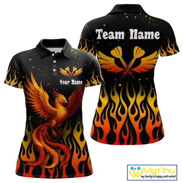 Custom Flame Phoenix Dart Jerseys, Dart Team Women Polo Shirts Dart League Shirt NYN0304