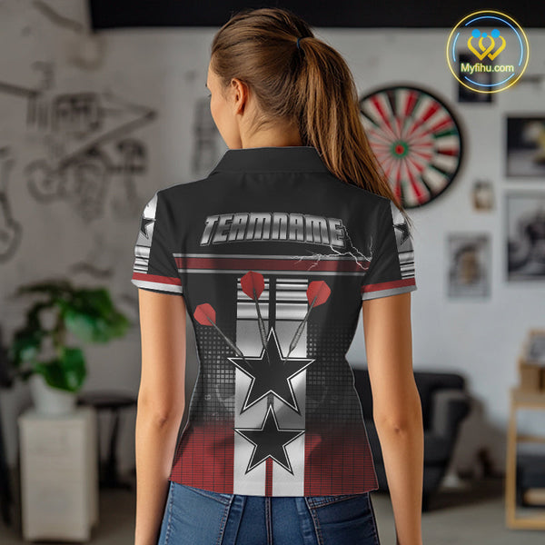 Custom Thunder Lightning Dart Stars Polo Shirt For Women, Dart Team Uniform NYN0451