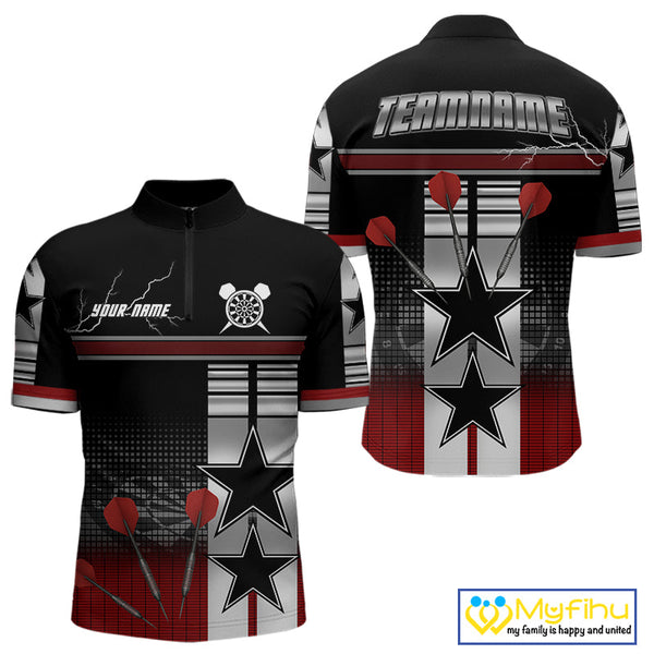 Custom Thunder Lightning Dart Stars Quarter-Zip Shirt For Men, Dart Team Uniform NYN0451
