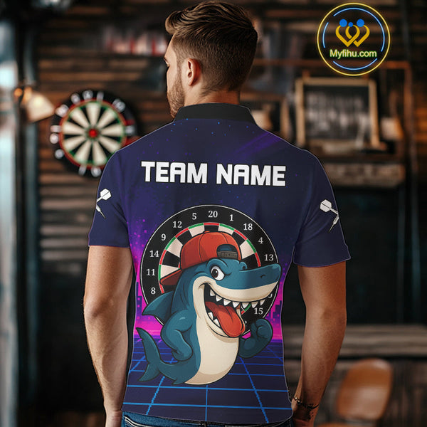 Custom Blue Gradient Swoosh Dartboard Dart Polo Shirts For Men, Dart Team Shirt NYN0709
