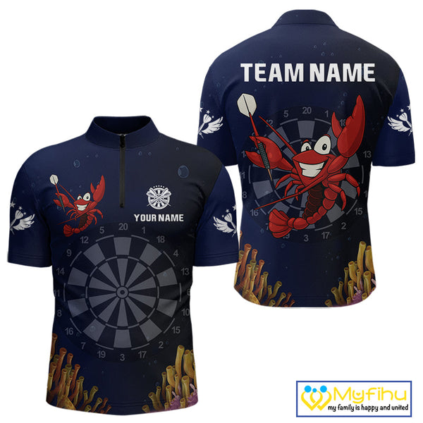Custom Funny Crab Dart Quarter-Zip Shirt For Men, Dart Jerseys, Dart Tournament Shirt NYN0523