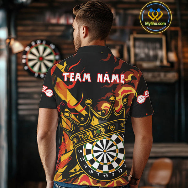 Custom Orange Yellow Camo Dart King Crown Dart Polo Shirt For Men, Dart Jerseys NYN0553