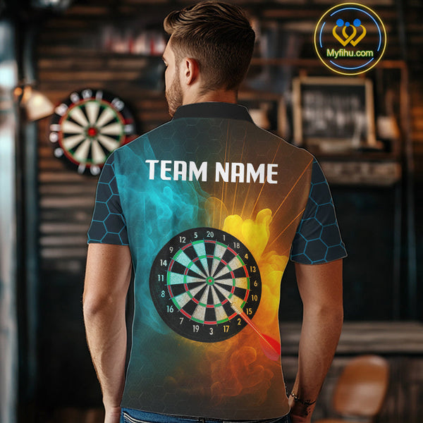 Custom Water And Fire Smoke Dart Polo Shirt For Men, Dart League Shirt NYN0587