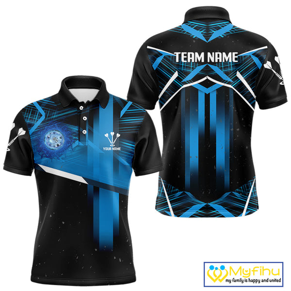 Custom Black And Blue Dart Jerseys, Dart Team Men Polo Shirts, Dart Tournament Shirt NYN0352