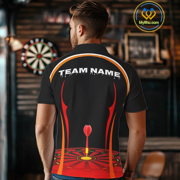 Custom Black And Red Bullseye Dartboard Dart Polo Shirts For Men, Team Shirt NYN0369