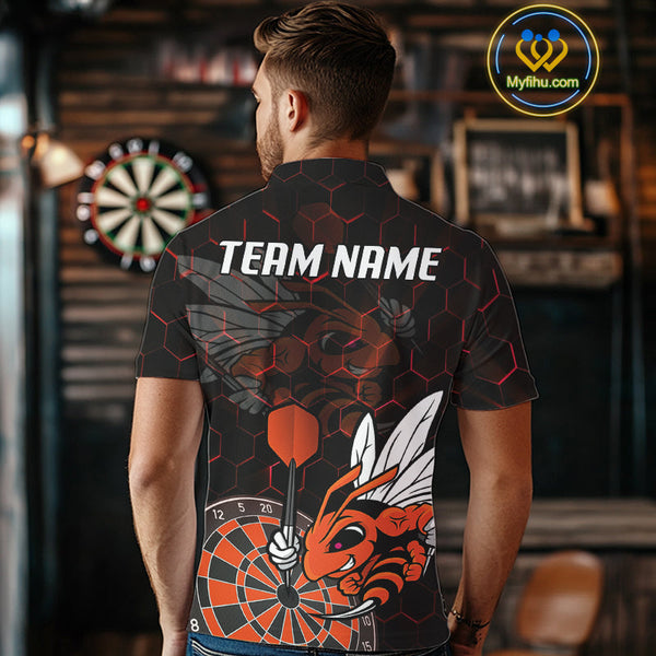 Custom Orange Bee Dartboard Polo Shirt For Men, Honeycomb Dart Team Jersey NYN0652