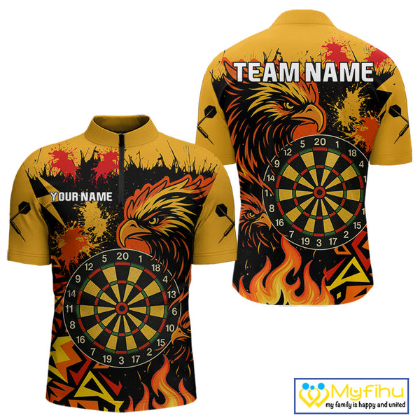 Custom Flame Eagle Dart Jerseys, Dart Quarter-Zip Shirt For Men, Team Uniform NYN0399