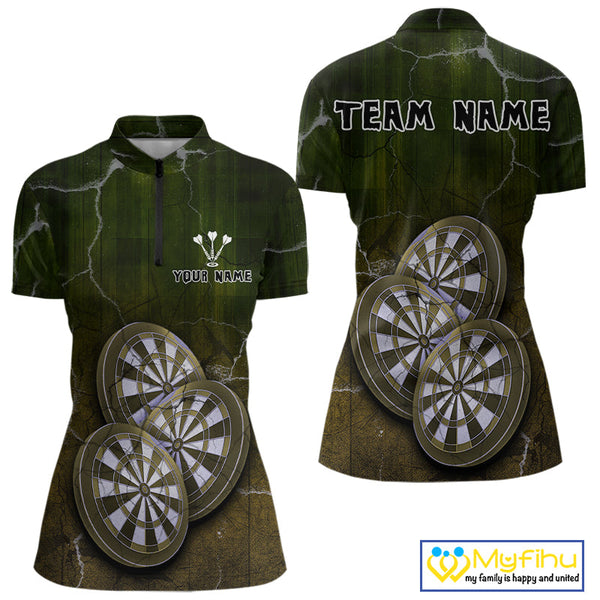 Custom Lightning Triple Dartboard Vintage Dart Women Quarter-Zip Shirt, Team Uniform NYN0679