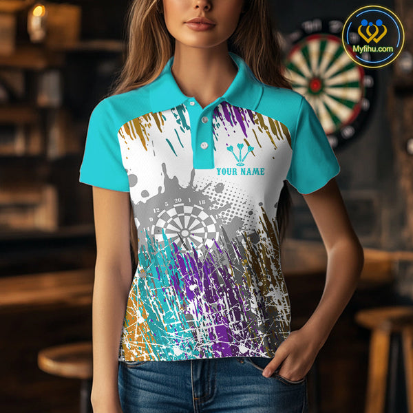 Custom Colorful Splash Paint Dart Polo Shirts For Women, Dart Team Shirt NYN0684