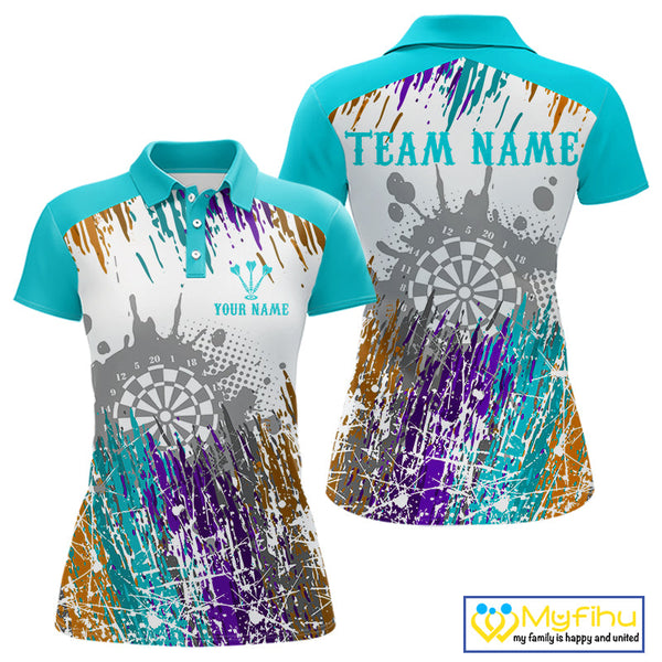 Custom Colorful Splash Paint Dart Polo Shirts For Women, Dart Team Shirt NYN0684