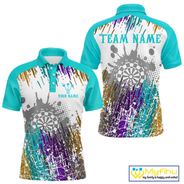 Custom Colorful Splash Paint Dart Polo Shirts For Men, Dart Team Shirt NYN0684
