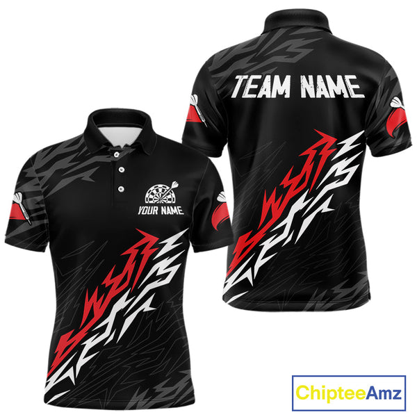 Custom Black And Red Dart Jerseys, Dart Tournament Team Polo Shirts For Men NYN0250