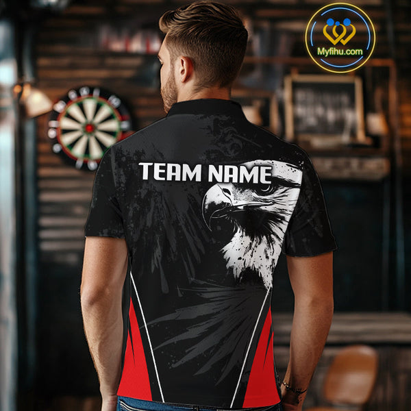 Custom Black And Red Eagle Dart Jerseys, Dart Team League Polo Shirts For Men NYN0272