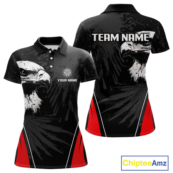 Custom Black And Red Eagle Dart Jerseys, Dart Team League Polo Shirts For Women NYN0272