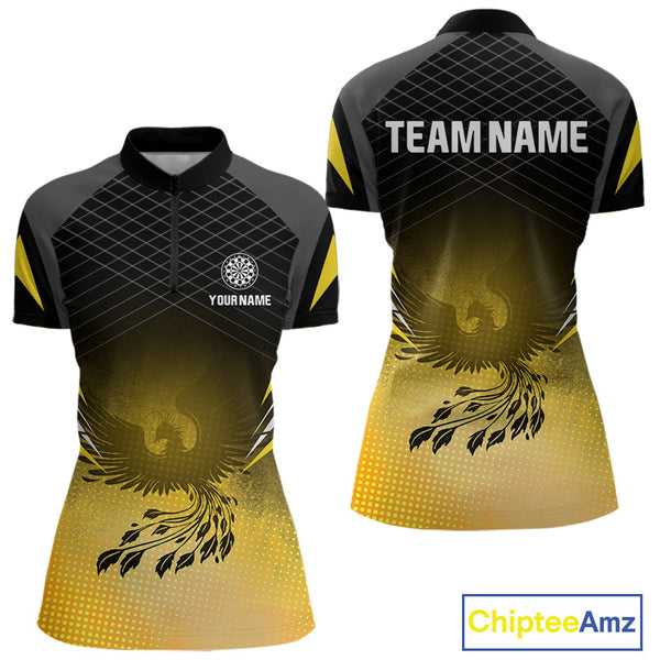 Custom Black And Yellow Phoenix Dart Jerseys, Dart Team Women Quarter-Zip Shirts NYN0303
