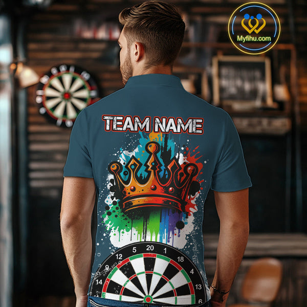 Custom Colorful Splatter Dartboard King Crown Dart Polo Shirt For Men NYN0600