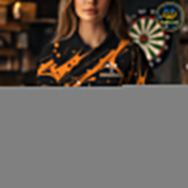Custom Orange Paint Splash Dartboard Polo Shirt For Women, Artistic Dart League Shirt NYN0648