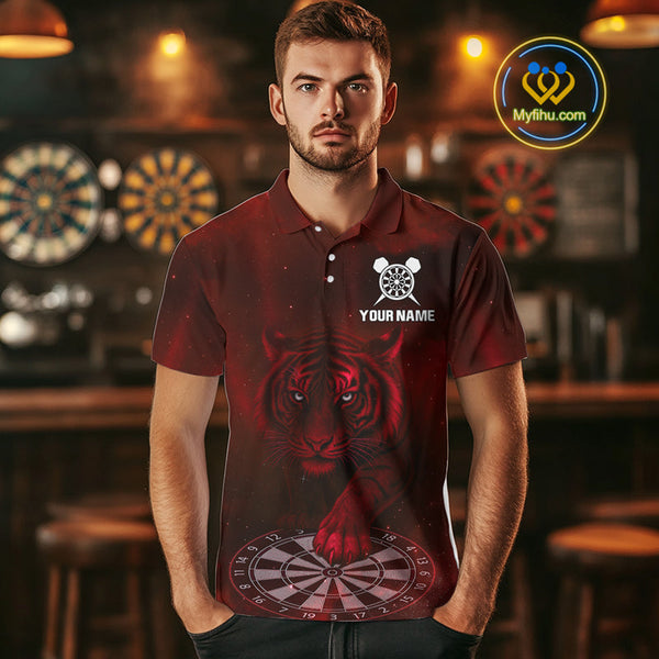 Custom Blue Tiger Dart Polo Shirts For Men, Dart Team Jerseys Dart League Shirt NYN0466