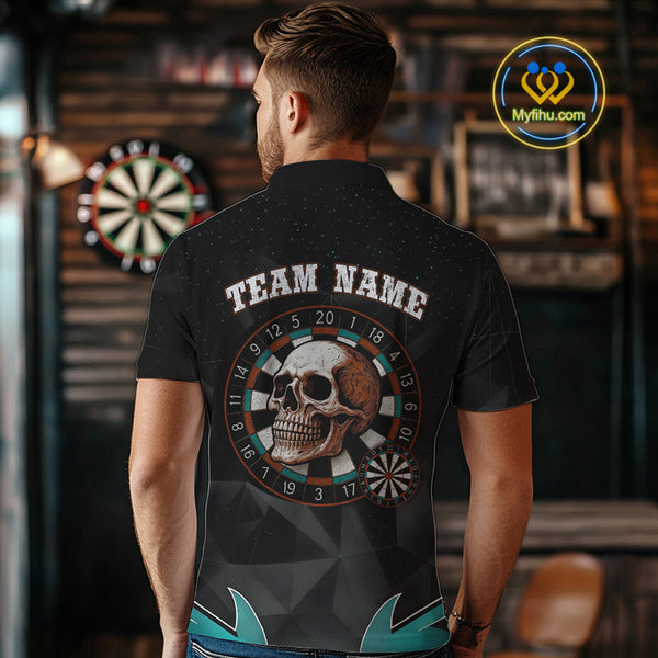 Custom Skull Dart Team Polo Shirt For Men, Halloween Dart Outfit NYN0474