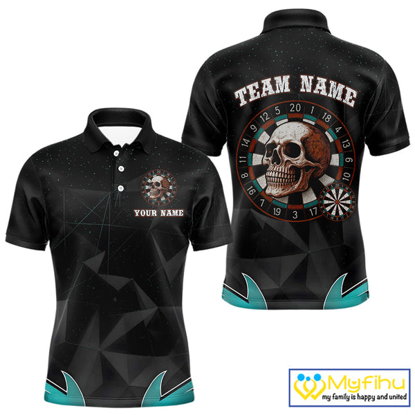 Custom Skull Dart Team Polo Shirt For Men, Halloween Dart Outfit NYN0474