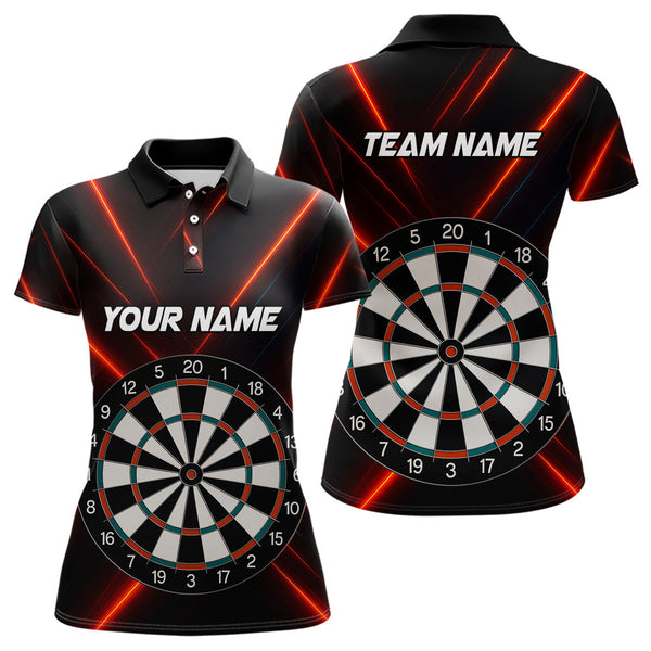 Custom Black And Red Dart Team Polo Shirts For Women, Dart Players Gifts NYN0268