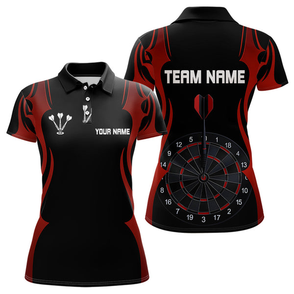 Custom Black And Red Dart Jerseys, Dart Team Polo Shirts For Women NYN0297